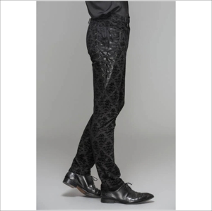Pantalon cargo pour homme Cyber Gothic, denim foncé, écologique, respirant, taille mi-haute, détail ruban, décontracté, fête, streetwear, hip - Product Image 2