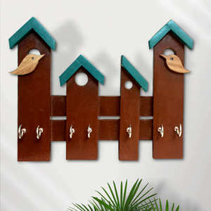 พวงกุญแจไม้รูปนกสีเทาสำหรับตกแต่งบ้านและห้องนั่งเล่นพวงกุญแจไม้ - Product Image 1