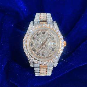 นาฬิกาข้อมือ Moissanite รุ่น Presidential ขนาด 41 มม. หน้าปัดเลขโรมัน 18.3 กะรัต ประดับเพชรเต็มเรือน ตัวเรือนทองคำชมพู 14K นาฬิกาแฟชั่นอัจฉริยะ - Product Image 6
