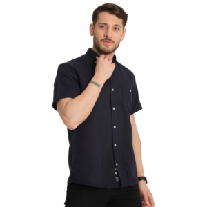 Camicia da uomo in lino 100% con colletto a bottone classico da uomo 2518