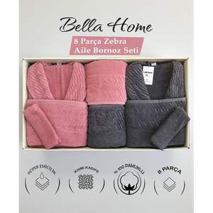 Bella Home - Juego de Spa Zebra de 8 Piezas, Colección de Batas de Baño Anthracite Rose Family - Product Image 1