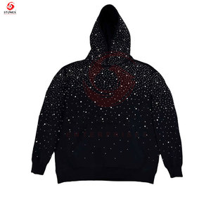 Sudadera con capucha con cremallera de talla grande para hombre de tendencia industrial servicio OEM bordado con diamantes de imitación personalizados sudaderas con capucha de algodón cómodas baratas - Product Image 1