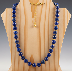 Haute qualité 18 pouces argent 925 collier pour femmes eau douce Lapis Lazuli pierre perles nouées à la main Design Style à la mode - Product Image 6