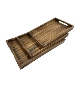 Bandejas de madera con acabado natural de tacto suave, calidad hecha a mano para cocinas y mesas de comedor que mejoran con bandejas ecológicas - Product Image 3