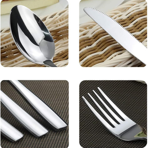 Couverts ergonomiques en acier inoxydable 304 de haute qualité, compatibles lave-vaisselle, design élégant, performance moderne et durable, finition poli miroir - Product Image 1