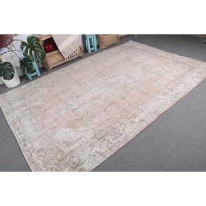 Grand tapis vintage de 6,4 x 10 pieds, tapis turc à pois blancs - Product Image 4