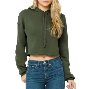 Women's Custom <b>Winter</b> Oversized Crop <b>Top</b> OEM Service Pullover Hoodie Long Sleeve Fleece Front Logo - Product Image 4