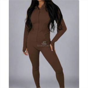 Vêtements de fitness ensemble de yoga deux pièces à fermeture éclair avec un matériau de haute qualité ensemble de vêtements de sport avec des conceptions de logo personnalisées - Product Image 4