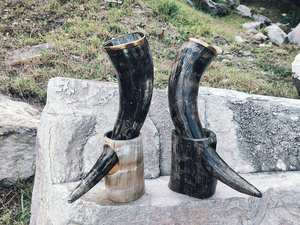 Divit auténtico Medieval 24oz capacidad Jarl pulido genuino vikingo beber cuerno taza clásica Navidad cerveza jarra/Stein - Product Image 2