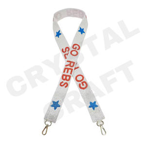 Star texans Beaded <b>Purse</b> Strap Customized <b>White</b> Gold Seed Bead Bag Straps Customized Beaded Strap for Bags - Product Image 4