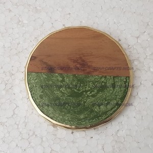 Personnalisé en gros Mini artisanat en bois et résine fabricant de palettes sous-verre ensemble naturel inachevé 4 "sous-verre rond en bois - Product Image 4