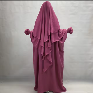 Dernier modèle Abaya Khimar au design personnalisé, belle robe de bal en relief, meilleurs prix de gros, y compris hijab élégant. - Product Image 4