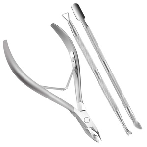 Cuticle Nippers with Cuticle Pusher 3 in 1 UV Gel Polish Remover TRIANGLE STICK Manicure Nail Art Tool Pusher Scraper Steel