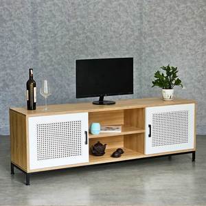 Mueble para TV Moderno Minimalista con Puerta de Ratán 160x40x55cm, Patas de Madera Contrachapada y Hierro, Mueble para el Hogar KTV68107 - Product Image 3
