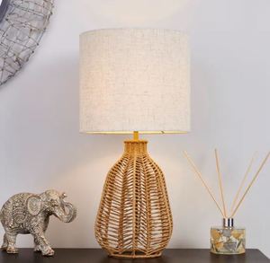 Handmade Customized Design Farmhouse Style LED Table Lamp Rattan & Cane Desk Lamp <b>Decorative</b> <b>Lighting</b> with Creative Design - Product Image 4