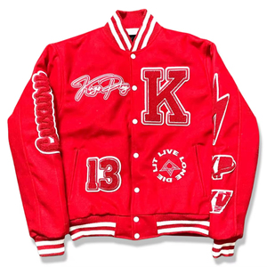 Blouson universitaire en laine bleue à manches en cuir avec logo personnalisé OEM veste Letterman de baseball pour hommes avec support vintage lettre en chenille - Product Image 1