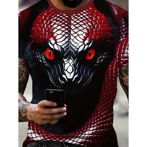 Camisetas de serpiente de moda para hombres 3D impreso divertido patrón de animales camiseta de gran tamaño verano Hip Hop tendencia Casual cuello redondo Tops 2025 - Product Image 2