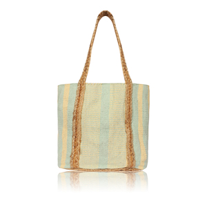 Trending Striped Cotton/<b>Jute</b> Tote <b>Bag</b> Customized Size Beach <b>Shopping</b> <b>Bag</b> Shoulder Length Handle Light Green Yellow Pattern <b>Bag</b> - Product Image 1