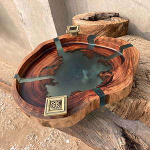 Juego de Platos de Madera Ecológicos, Elegantes y Antiguos, Hechos a Mano, Duraderos, Grabados, para Uso en el Hogar y la Cena - Product Image 1