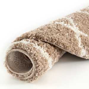 Alfombra Peluda Beige Marroquí, Juego de 720 - Product Image 1