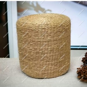 Natural Water Hyacinth Stool Round Seat Cushion Handmade Floor Cushion Pouf Ottoman Stools for Boho Decor Bone Inlay Console - Product Image 6