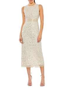 Vintage Crepe Polyester Knee-Length <b>Dress</b> <b>Ladies</b> Natural Elegant Party Fairy Style <b>Hot</b> Sexy Sleeveless Beading Embroidery Sequin - Product Image 6