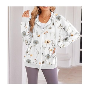 Sudadera con capucha y cremallera informal cómoda de color sólido con cuello redondo y manga larga 100% algodón para mujer superventas al mejor precio - Product Image 2