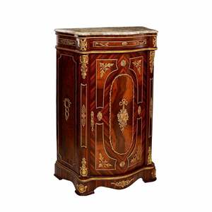 Mueble Zapatero de Lujo Estilo Francés con Tapa de Mármol Premium, Intrincada Marquetería de Palisandro y Detalles en Latón Dorado para Salón de Palacio - Product Image 2