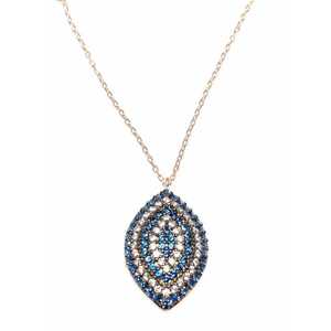 Pendentif Navette en Argent Sterling 925 avec Pierres Roses, Bleues et Blanches, Plaqué Rhodium, Forme Goutte d'Eau et Fleur, Chaînes Tendance avec Diamants et Perles - Product Image 3