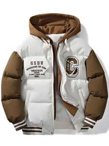 Chaqueta de Invierno Unisex con Capucha para Hombre y Mujer, Ajuste Holgado, Talla Grande, Chaqueta Acolchada con Cremallera, Gruesa, de Algodón, Cálida y Acogedora - Product Image 1