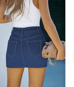 กระโปรงยีนส์เอวสูงมีกระเป๋าสำหรับผู้หญิงกระโปรงสั้นผ้าเดนิมเอวสูงมีกระเป๋าแฟชั่น - Product Image 6