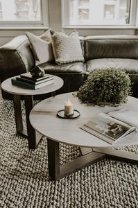 Haute qualité facile à assembler pierre de marbre pliée mdf table d'extrémité en métal nid d'appoint ensemble de 2 tables basses imbriquées - Product Image 3