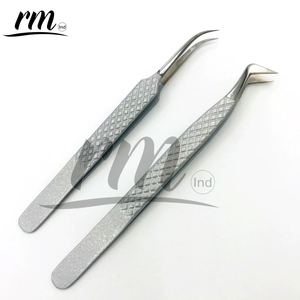 RMI pince à épiler gris clair conception libre Logo personnalisé Volume marque privée pince à cils en acier inoxydable pince à épiler Extension de cils pince à épiler - Product Image 2