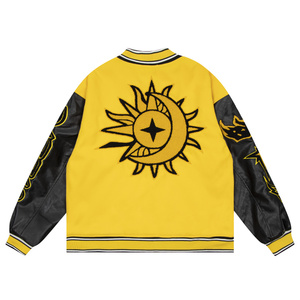 Veste classique personnalisée Varsity Letterman pour hommes avec broderie en chenille Logo avant à col montant-Couleur personnalisée de style punk - Product Image 3