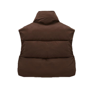 Chaleco Acolchado de Alta Calidad para Mujer, para Invierno, Informal, de Algodón, Transpirable, Ligero, Moderno, con Cuello Alto, Color Sólido - Product Image 6