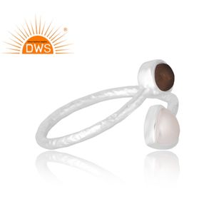 Anillo de Plata de Ley 925 con perlas naturales y piedras preciosas ahumadas, joyería personalizada para mujer, regalo para ella - Product Image 4