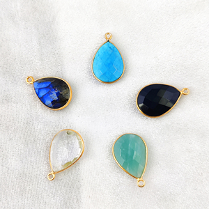 Black Onyx Faceted Pear Shape Gold Plated Classic Sterling <b>Silver</b> Bezel Set Gemstone Pendant for Party-Friendly Jewelry Making - Product Image 5