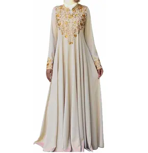 通気性無地ブランク新着スタイルレディースアバヤ長袖イスラム教徒ドレス刺Embroidery女性アバヤ販売