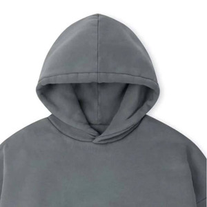 Sudadera con Capucha Extra Grande para Hombre, Color Gris Sólido, 100% Algodón, Felpa Francesa, Corte Casual, Largo Regular, Ropa de Otoño - Product Image 3
