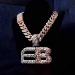 EB tallado 925 Plata 18K chapado en oro rosa Baguette Moissanite piedra Iced Out joyería personalizada Hiphop colgante - Product Image 3