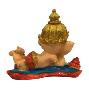 Handmade Hand-painted Resin Ganesh Ji <b>Statue</b> with Polynesian Design Potbelly Holding Sweets-for Home Decoration & Gift - Product Image 3