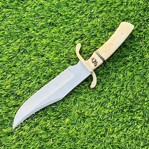 High Quality J2 Steel Hunting <b>Knife</b> Full Tang Clip Point Blade Customizable Leather Sheet OEM Deer Stag & Camel Bone for Hunting - Product Image 3