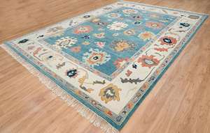 พรมโอชาคแบบวินเทจ ผลิตใหม่ ทอมือ ขนาดสั่งทำได้ ทนทานสูง สีอ่อนนุ่ม ด้านหลังทำจากขนสัตว์และยางลาเท็กซ์ สำหรับปูพื้นบ้าน - Product Image 5