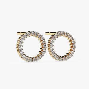 High Quality Round Cut Diamond Stud <b>Earrings</b> 14K Yellow Gold Elegant Sparkling Jewelry For Bridal Available In Bulk Quality - Product Image 2