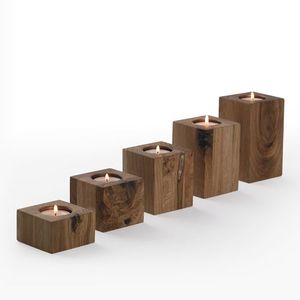 Porte-bougies en teck faits à la main, vente en gros |   Conception de pyramide naturelle - Product Image 3