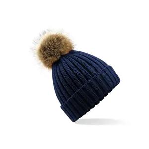 Customizable Chunky <b>Beanie</b> <b>with</b> Fur <b>Pom</b> <b>Pom</b> for Promotional Merchandising - Product Image 6