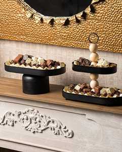 Bandeja de madera tradicional hecha a mano con trabajo de incrustación de fregona para servir comida Exhibición de chocolate e ideas de regalos - Product Image 4