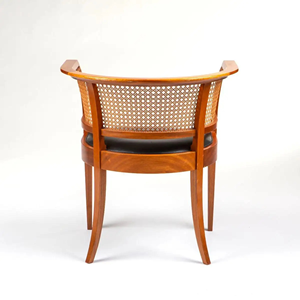 Solid Wood Dining Arm <b>Chair</b> with Natural Cane Backrest and Padded Seat for <b>Restaurant</b> Cafe and Home Use - Product Image 5