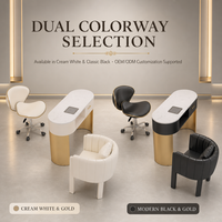 Mobilier de salon commercial de luxe en marbre, poste de manucure individuel, table à ongles personnalisée OEM avec chaises pour salon de beauté et studio