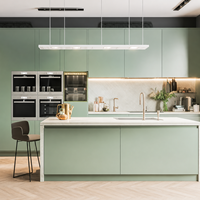 Set Kabinet Dapur Papan Partikel PET Kustom Pasokan Pabrik dengan Perangkat Keras Soft Close untuk Apartemen & Proyek Real Estat